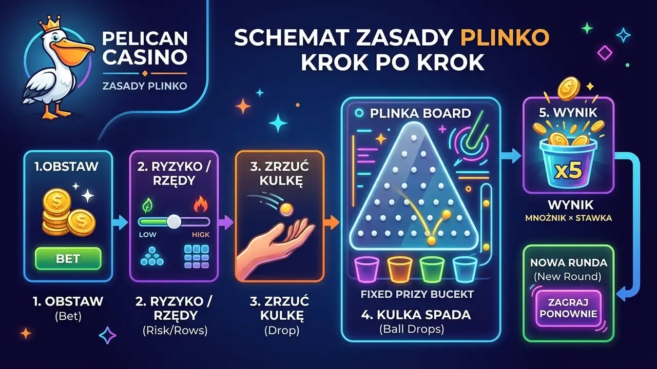 Schemat zasad plinko krok po kroku
